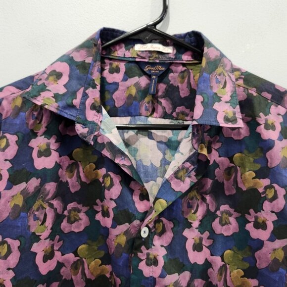 Good Man Brand Mens Button Down Shirt Cotton Big On Point Multi Floral Woven - Picture 5 of 7